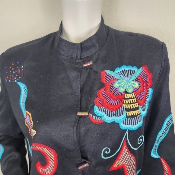 Alex Kim Boho Embroidered Black Jacket Size L - Picture 9 of 12